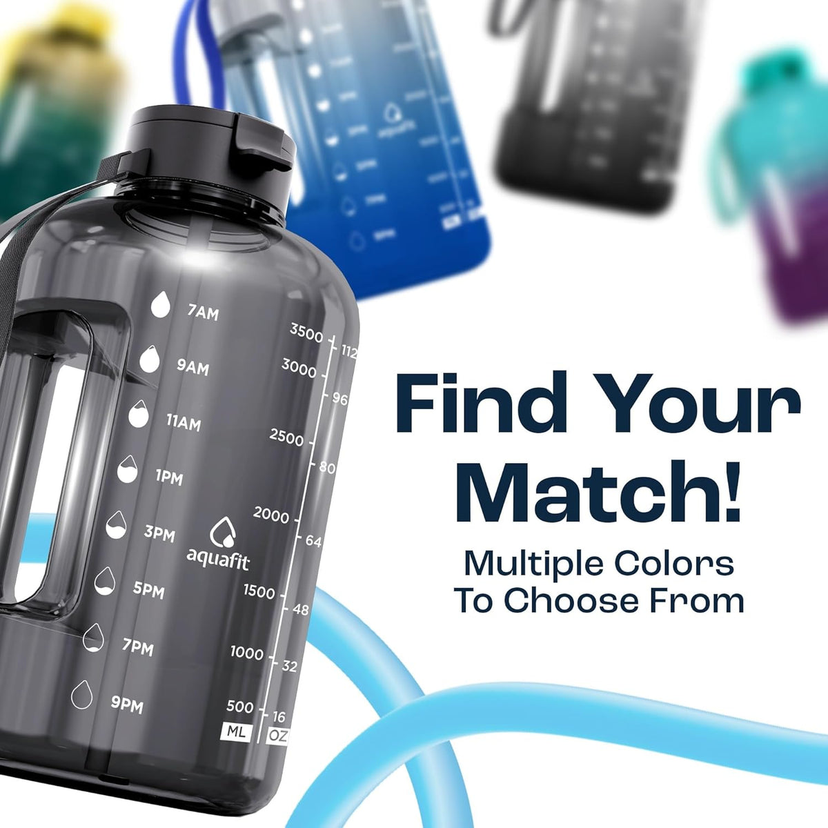 Stay Hydrated in Style: 1 Gallon Water Bottle with Time Markers and Dual Lids