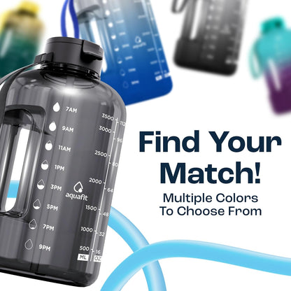 Stay Hydrated in Style: 1 Gallon Water Bottle with Time Markers and Dual Lids