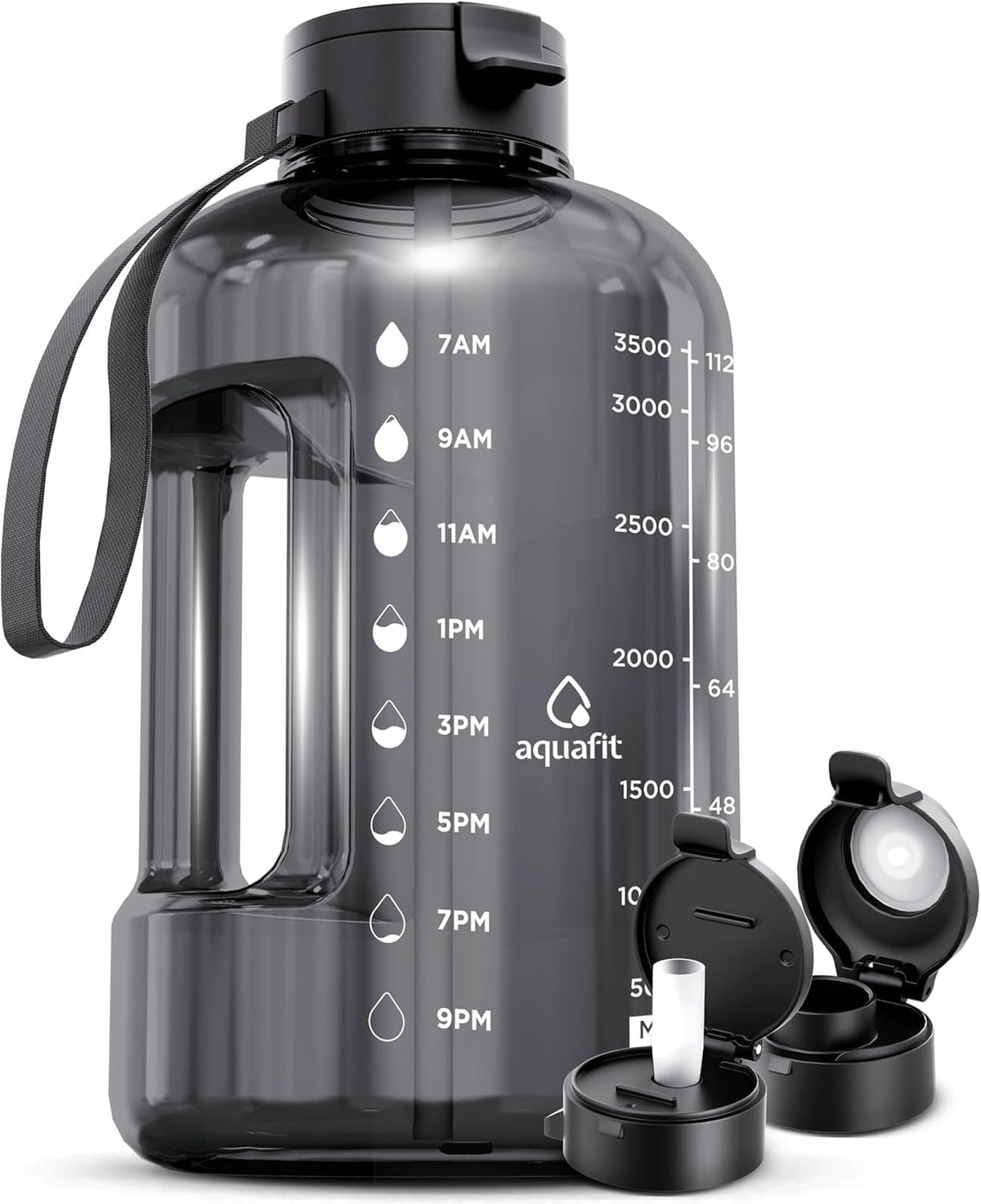 Stay Hydrated in Style: 1 Gallon Water Bottle with Time Markers and Dual Lids