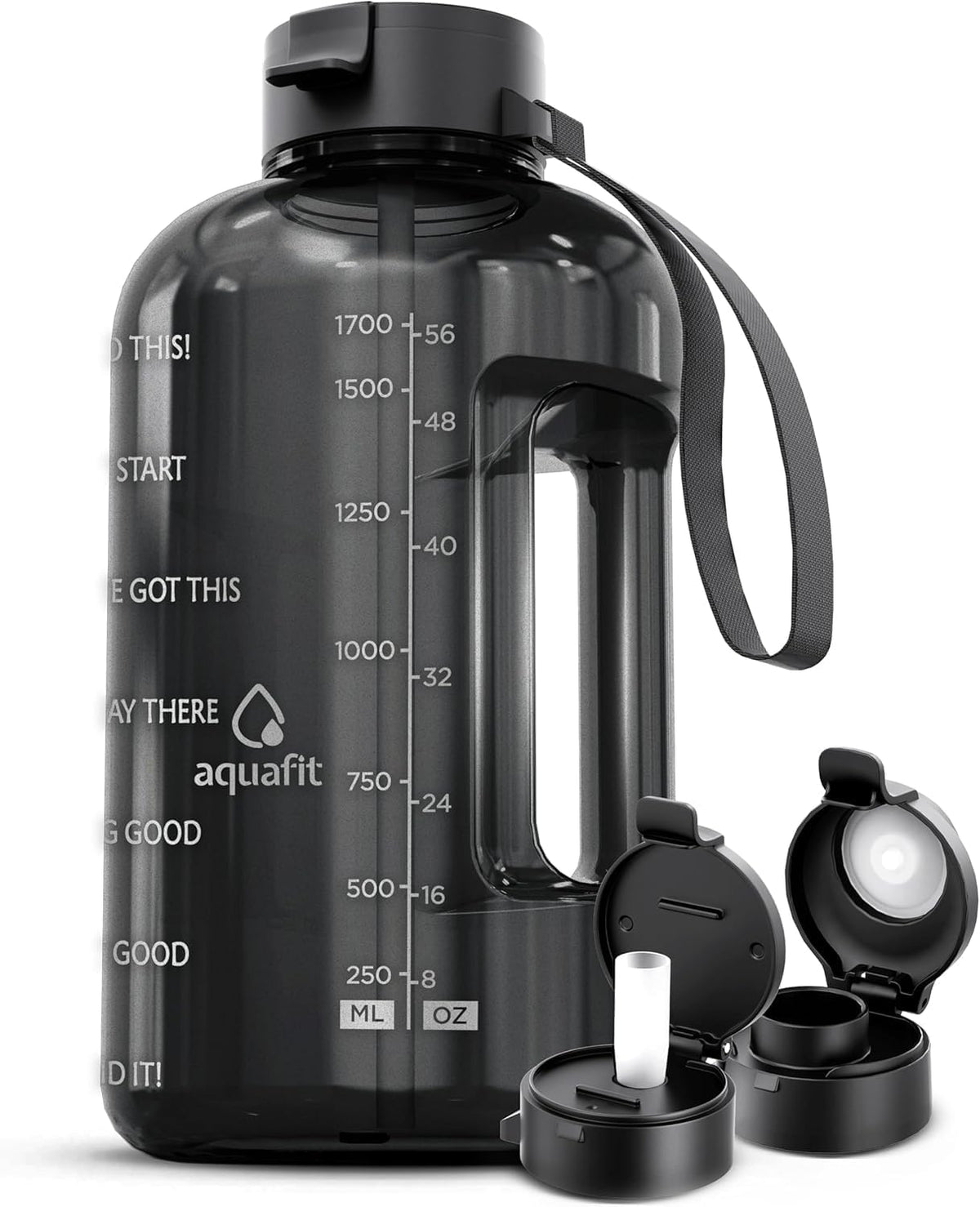 Stay Hydrated in Style: 1 Gallon Water Bottle with Time Markers and Dual Lids