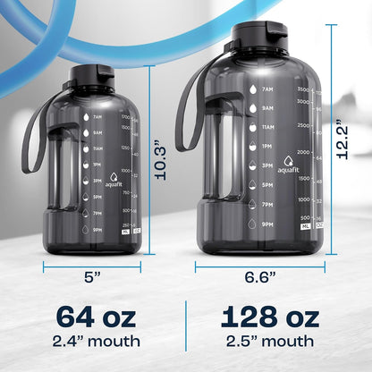 Stay Hydrated in Style: 1 Gallon Water Bottle with Time Markers and Dual Lids