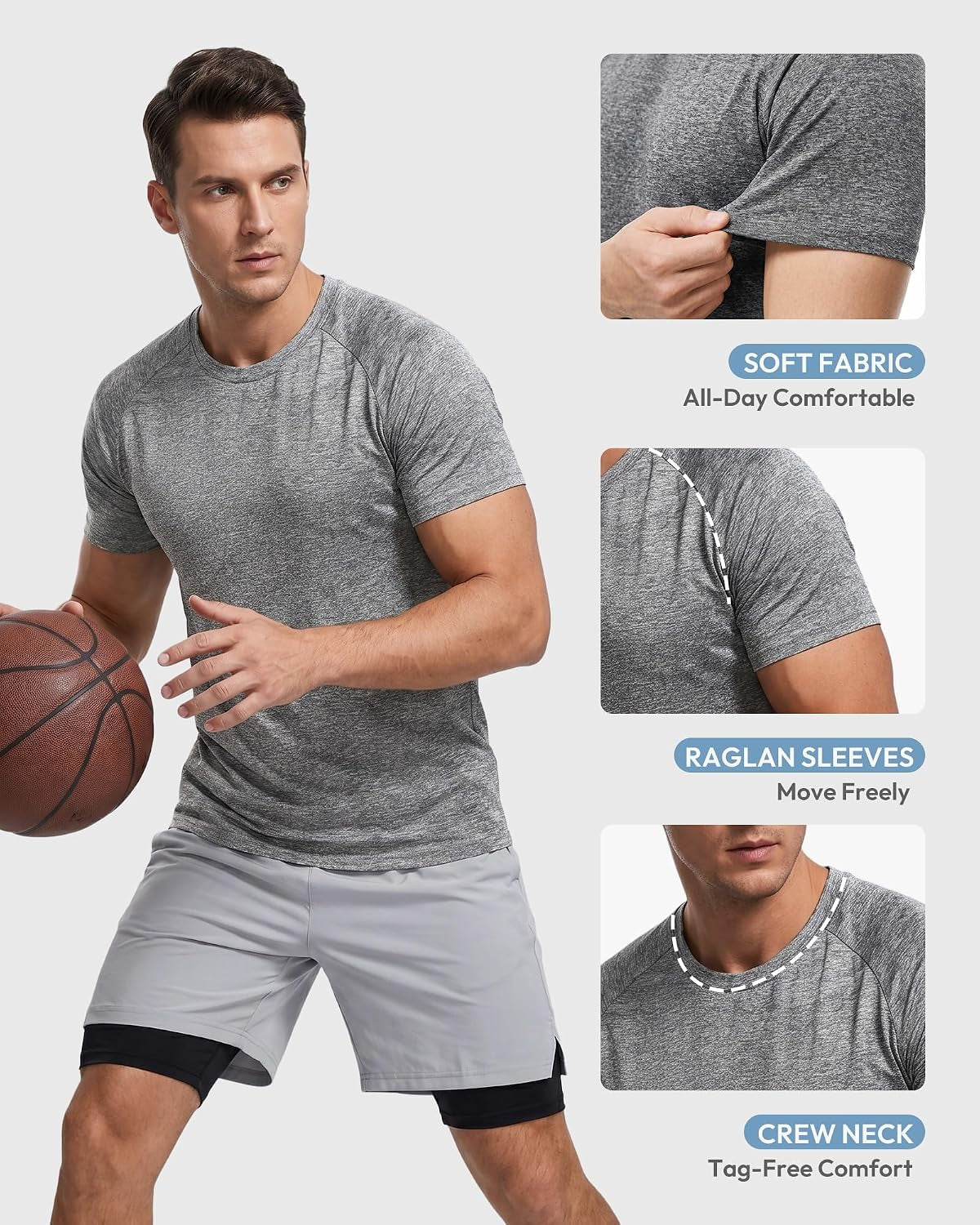 Workout Shirts for Men Short Sleeve Quick Dry Gym T Shirt